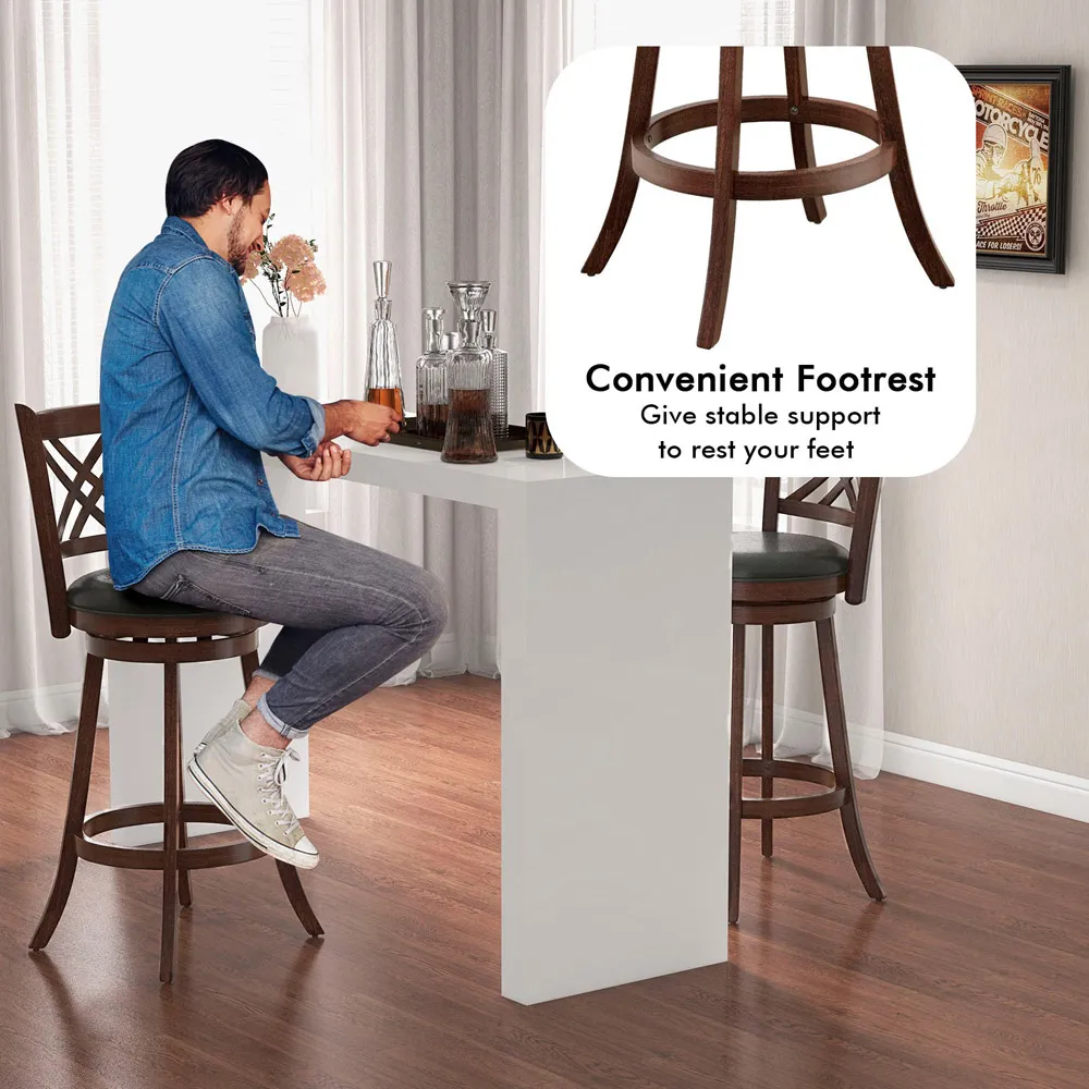 Swivel Upholstered Counter Height Bar Stool Set of 2 - Multi
