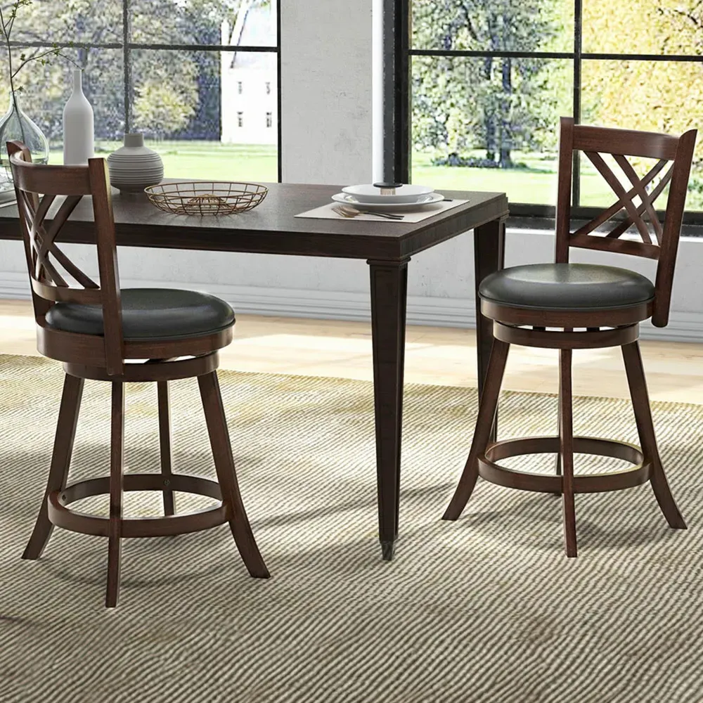 Swivel Upholstered Counter Height Bar Stool Set of 2 - Multi