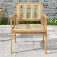 Teak Wood Rattan Dining Chair - Cream