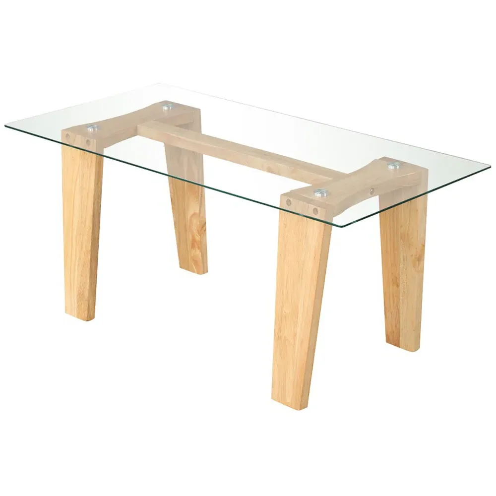 Transparent Rectangle Coffee Table - Cream, Rubberwood