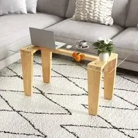 Transparent Rectangle Coffee Table - Cream, Rubberwood