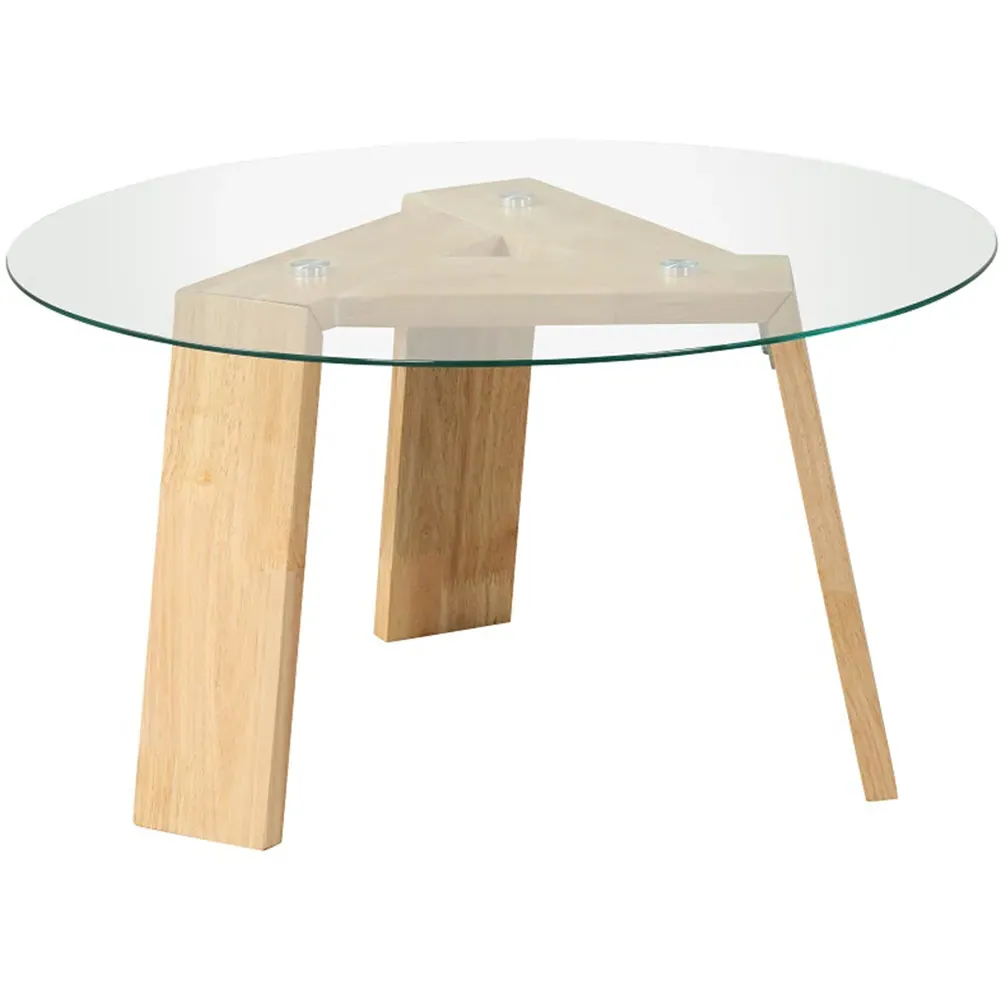 Transparent Round Coffee Table - Cream, Rubberwood