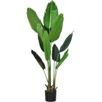 Tropical Palm Tree Artificial Plant In Pot 5.2ft - Green