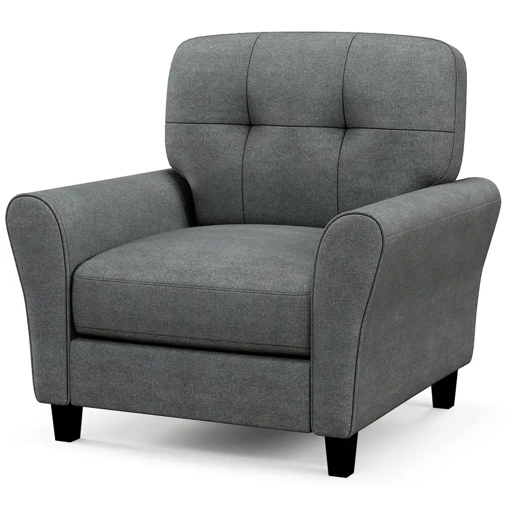 Tufted Accent Chair - Grey, Linen