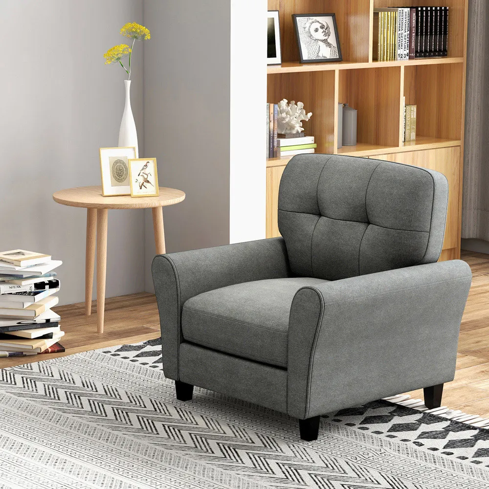 Tufted Accent Chair - Grey, Linen