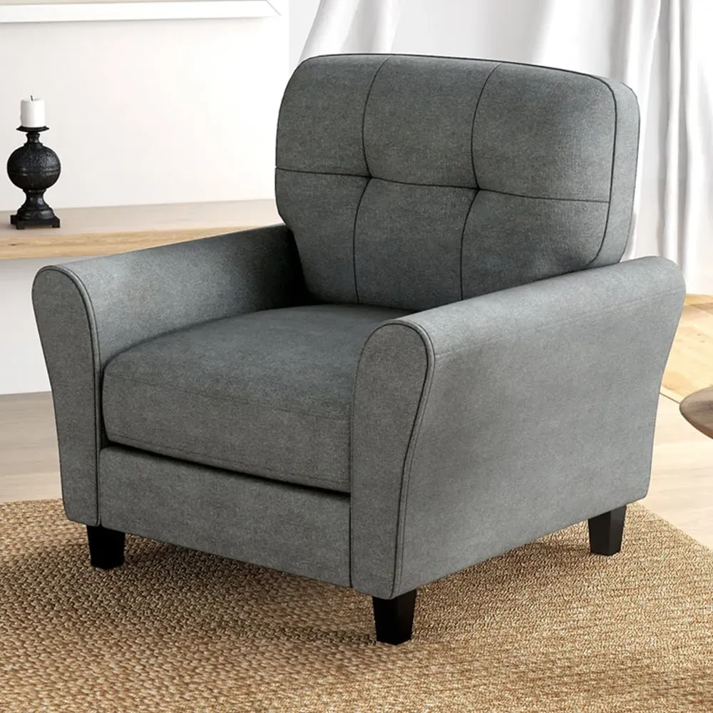 Tufted Accent Chair - Grey, Linen