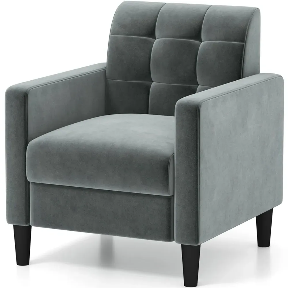 Tufted Armchair - Grey, Velvet