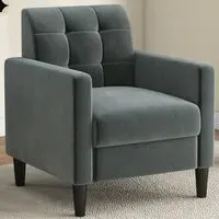 Tufted Armchair - Grey, Velvet