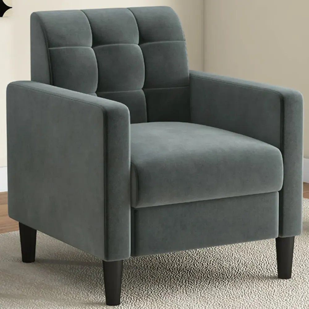 Tufted Armchair - Grey, Velvet image