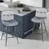 Tufted Back Bar Stool Set of 2 - Grey, Velvet