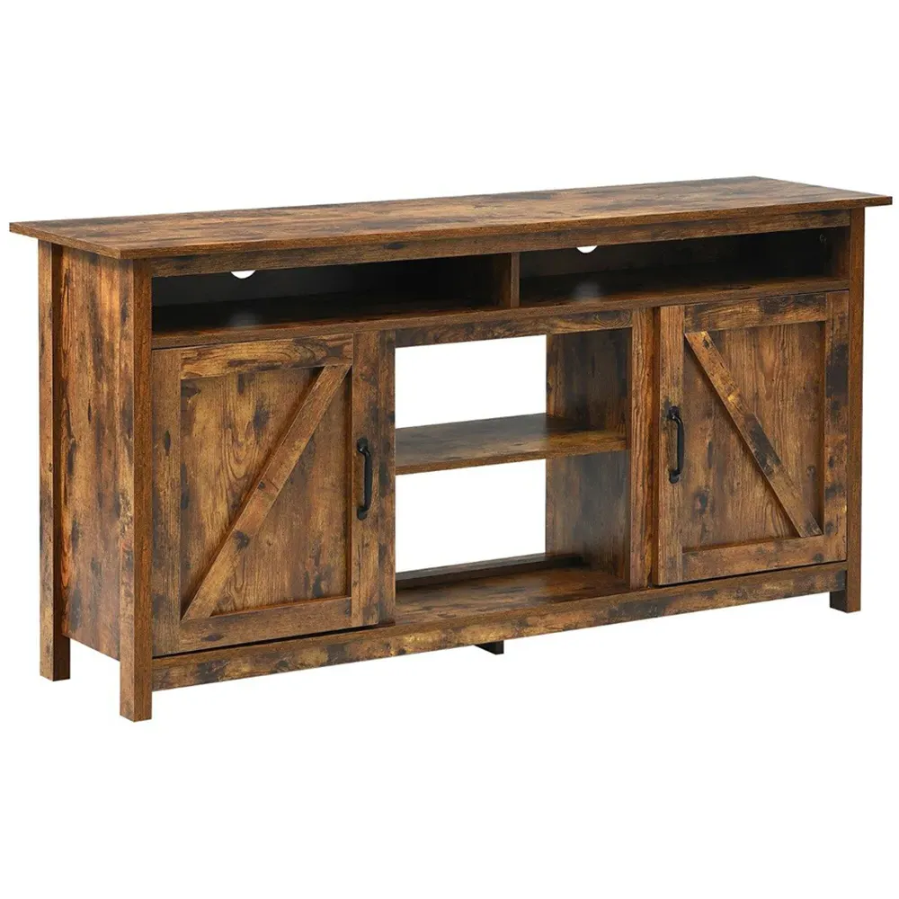 TV Cabinet with Barn Doors - Brown