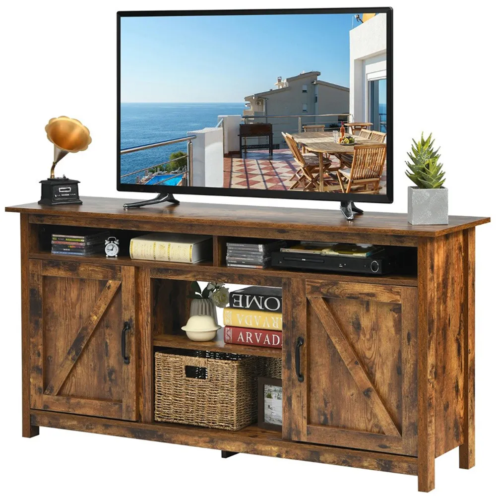 TV Cabinet with Barn Doors - Brown