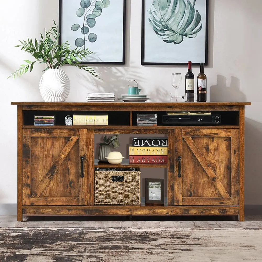 TV Cabinet with Barn Doors - Brown image
