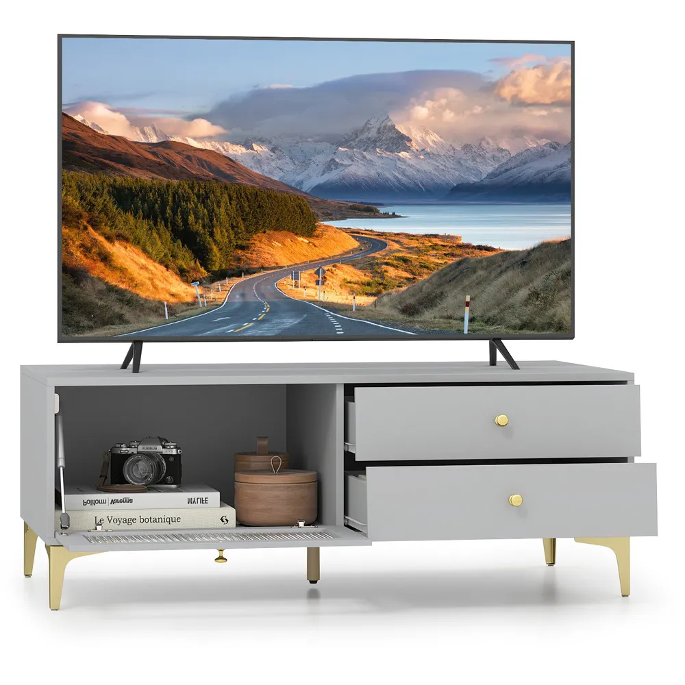 TV Stand with Storage Compartments - Grey