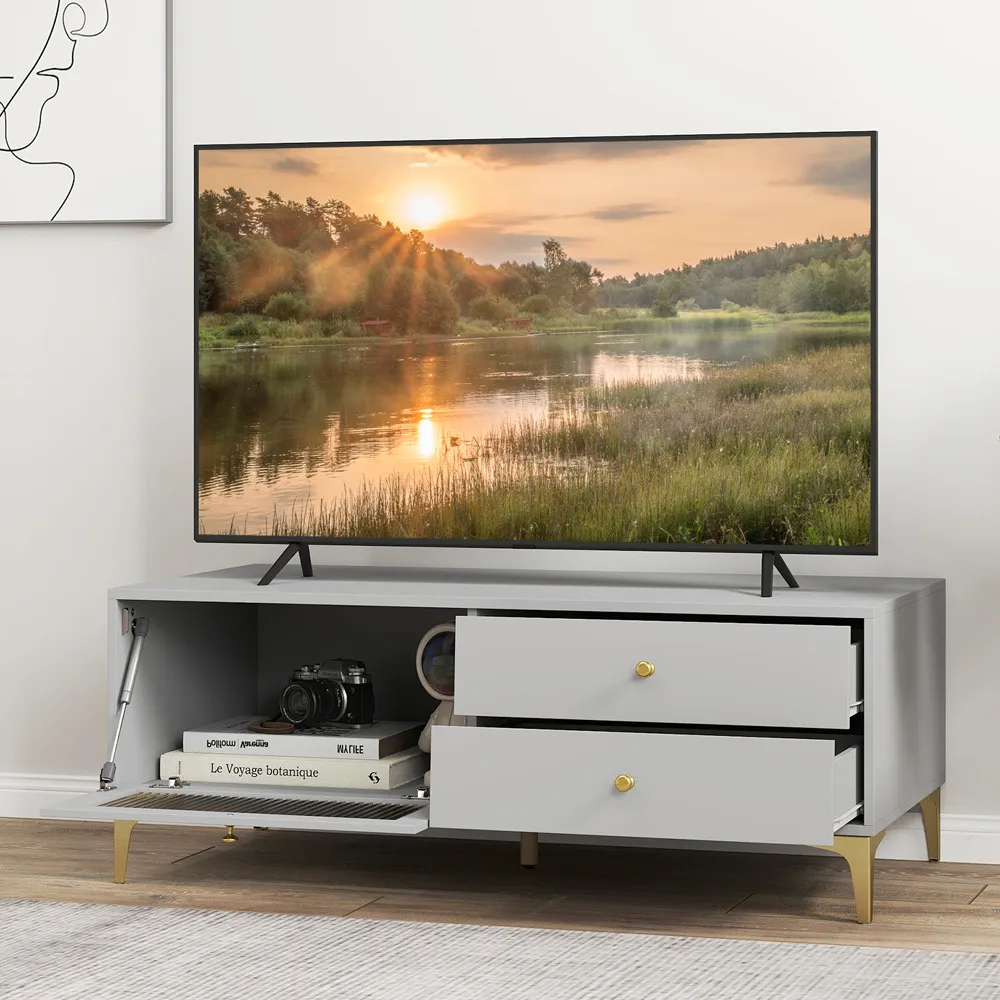 TV Stand with Storage Compartments - Grey