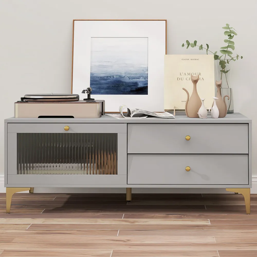 TV Stand with Storage Compartments - Grey