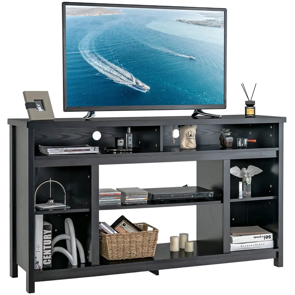 TV Unit with Adjustable Shelves - Black