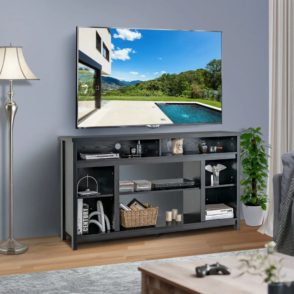 TV Unit with Adjustable Shelves - Black