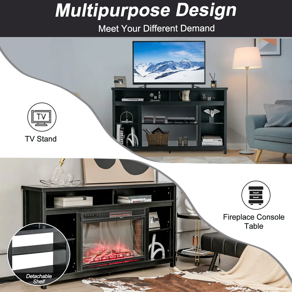 TV Unit with Adjustable Shelves - Black