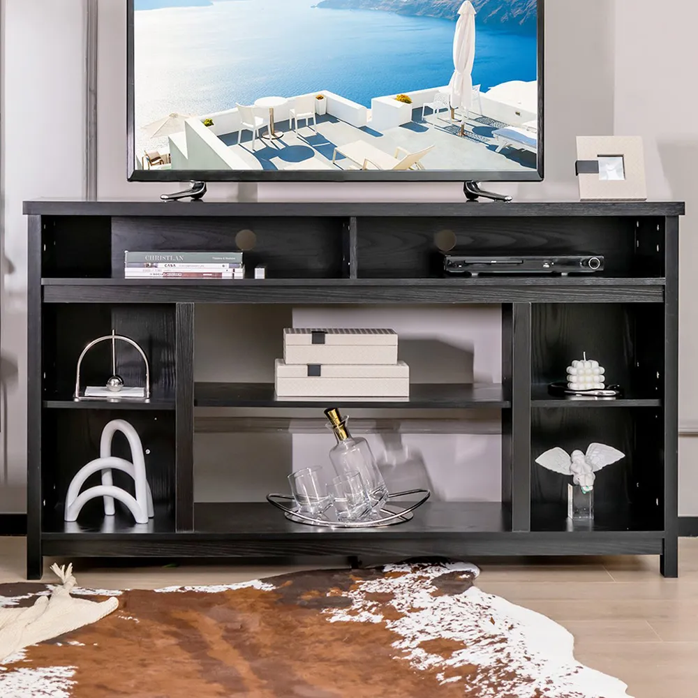 TV Unit with Adjustable Shelves - Black image
