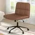 U-Shaped Armless Office Chair - Brown, PU Leather