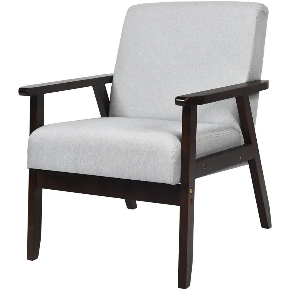 Upholstered Accent Chair - Light Grey, Linen