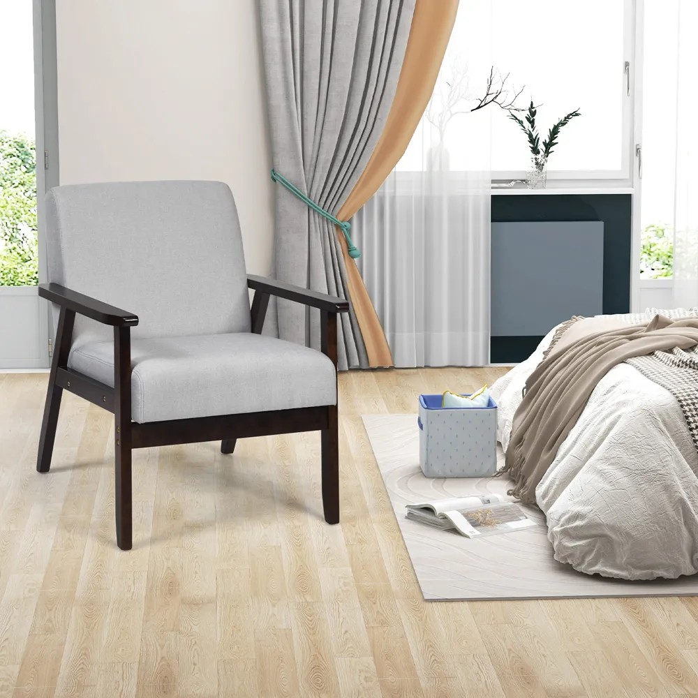 Upholstered Accent Chair - Light Grey, Linen