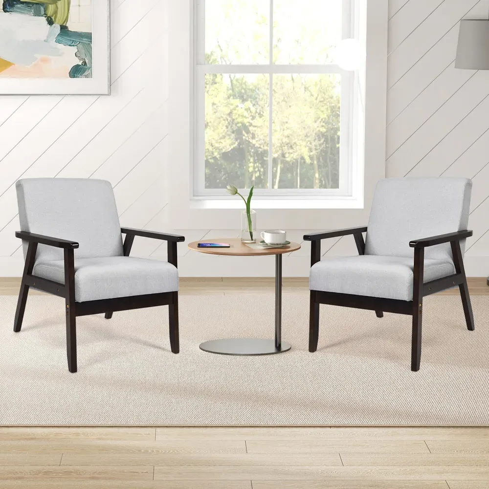 Upholstered Accent Chair - Light Grey, Linen