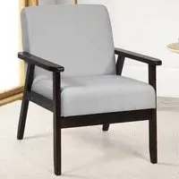 Upholstered Accent Chair - Light Grey, Linen