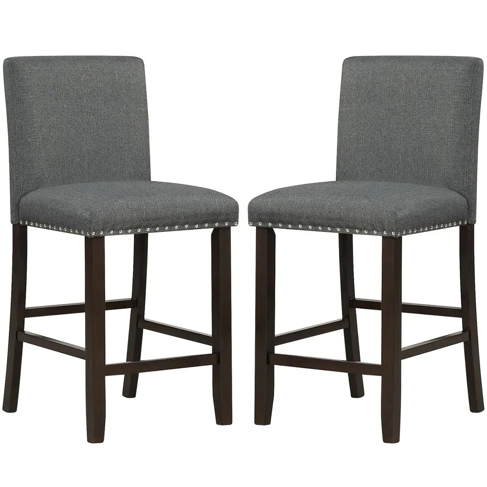 Upholstered Bar Stool Set of 2 - Grey