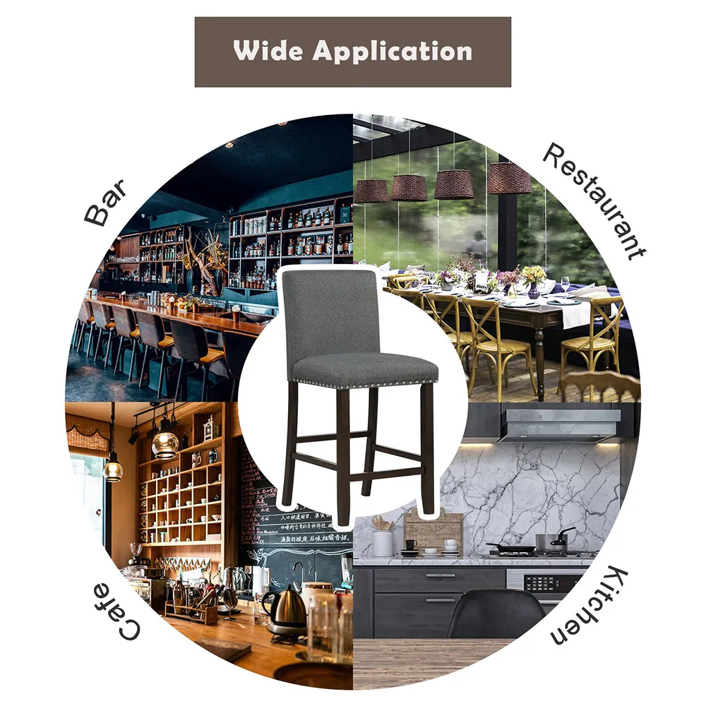 Upholstered Bar Stool Set of 2 - Grey