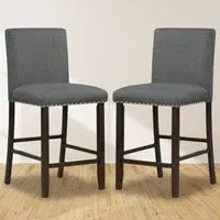 Upholstered Bar Stool Set of 2 - Grey