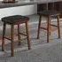 Upholstered Counter Height Bar Stool Set of 2 - Brown, Leather