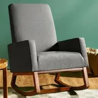 Upholstered Fabric Rocking Armchair - Grey