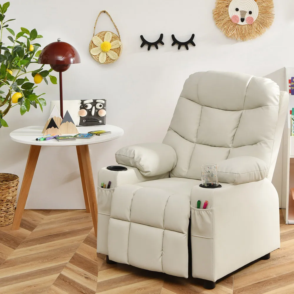 Upholstered Lounge Recliner Chair - Beige