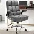 Upholstered Office Chair with Adjustable Height - Grey, Linen