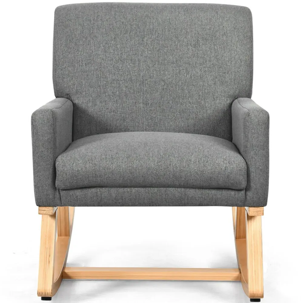 Upholstered Recliner Rocking Armchair - Grey