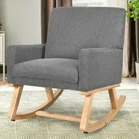 Upholstered Recliner Rocking Armchair - Grey