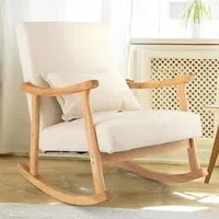Upholstered Rocking Chair - Beige, Rubber Wood