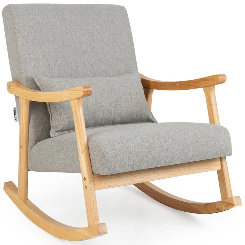 Upholstered Rocking Chair - Grey, Faux Linen