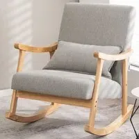 Upholstered Rocking Chair - Grey, Faux Linen
