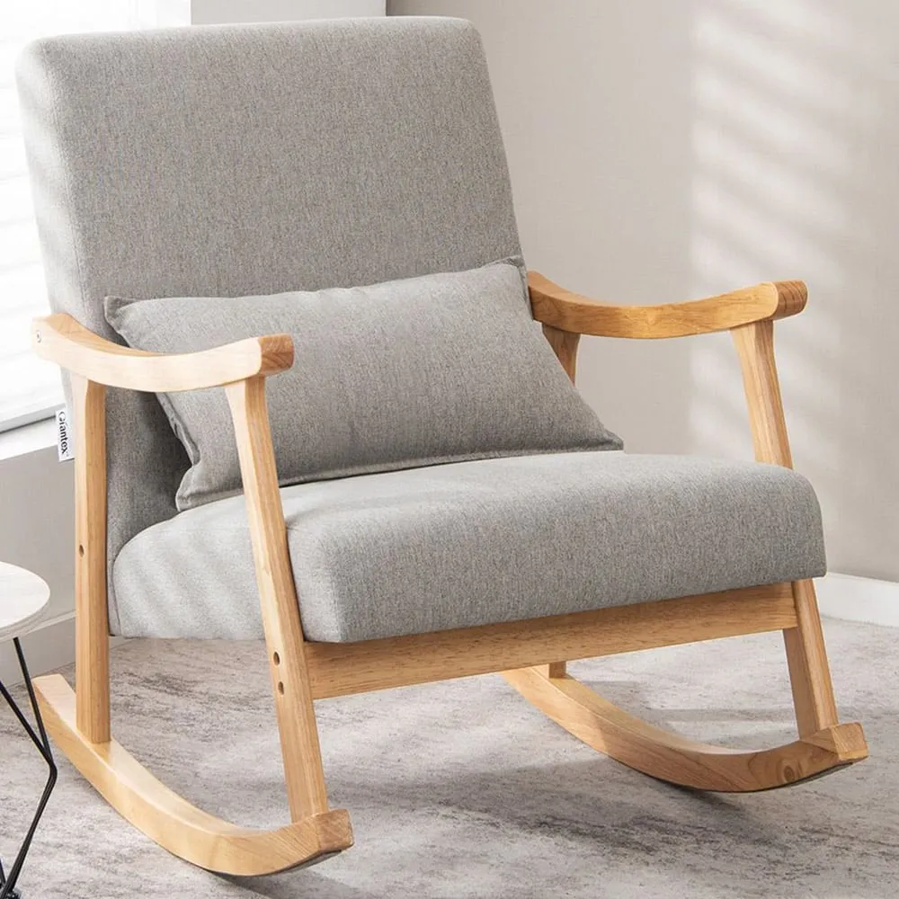 Upholstered Rocking Chair - Grey, Faux Linen image