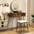 Vanity Desk Set with LED Mirror and Stool - Brown