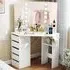 Vanity Desk with Lighted Mirror and Power Outlet - White