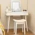 Vanity Dressing Table Set with Flip Top LED Mirror - White