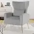 Velvet Upholstered Wingback Chair with Lumbar Pillow - Grey