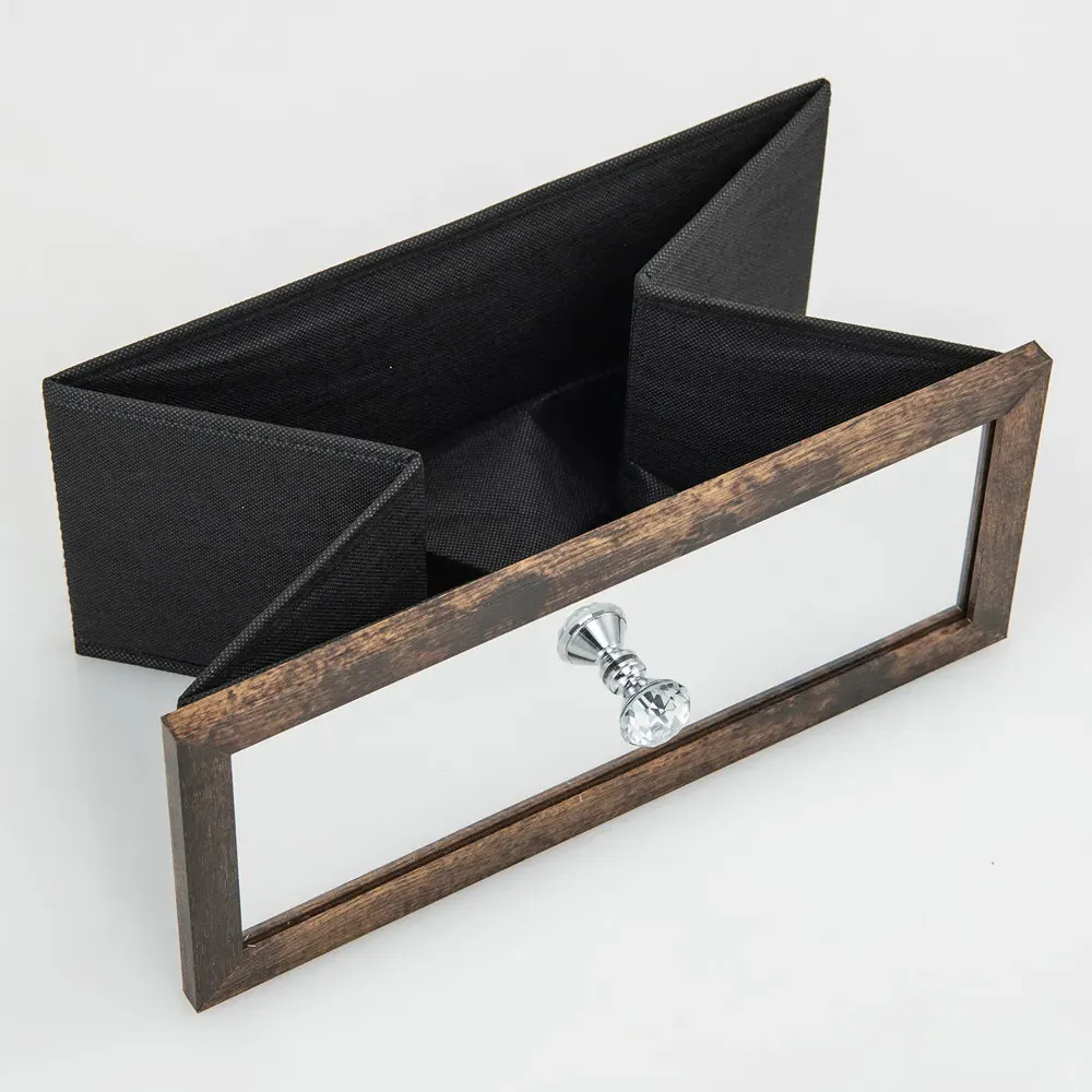 Wall Mirror with Cabinet - Rustic Brown