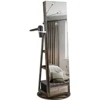 Wall Mirror with Cabinet - Rustic Brown