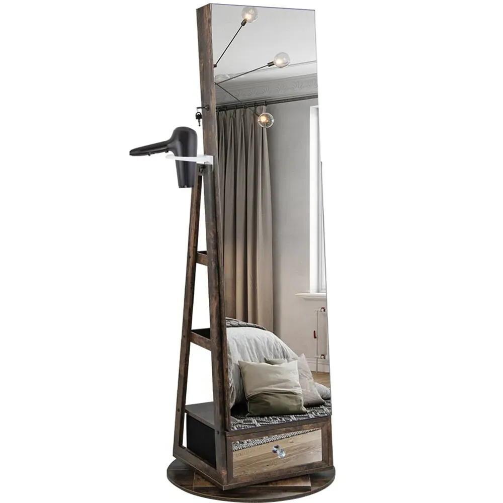 Wall Mirror with Cabinet - Rustic Brown image