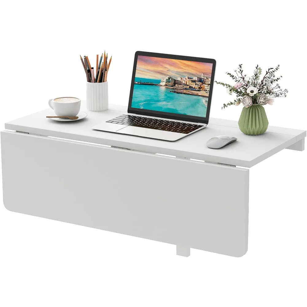 Wall Mounted Drop-Leaf Folding Desk - White